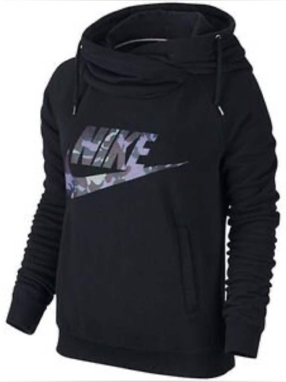 Black Nike Rally Camo Funnel-Neck Hoodie